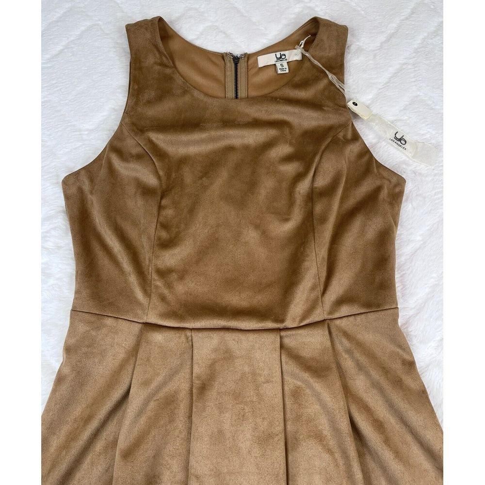 *NWT* Ya Los Angeles SVLS Women's (S) Dress Tan/Camel Faux Suede Knee Length